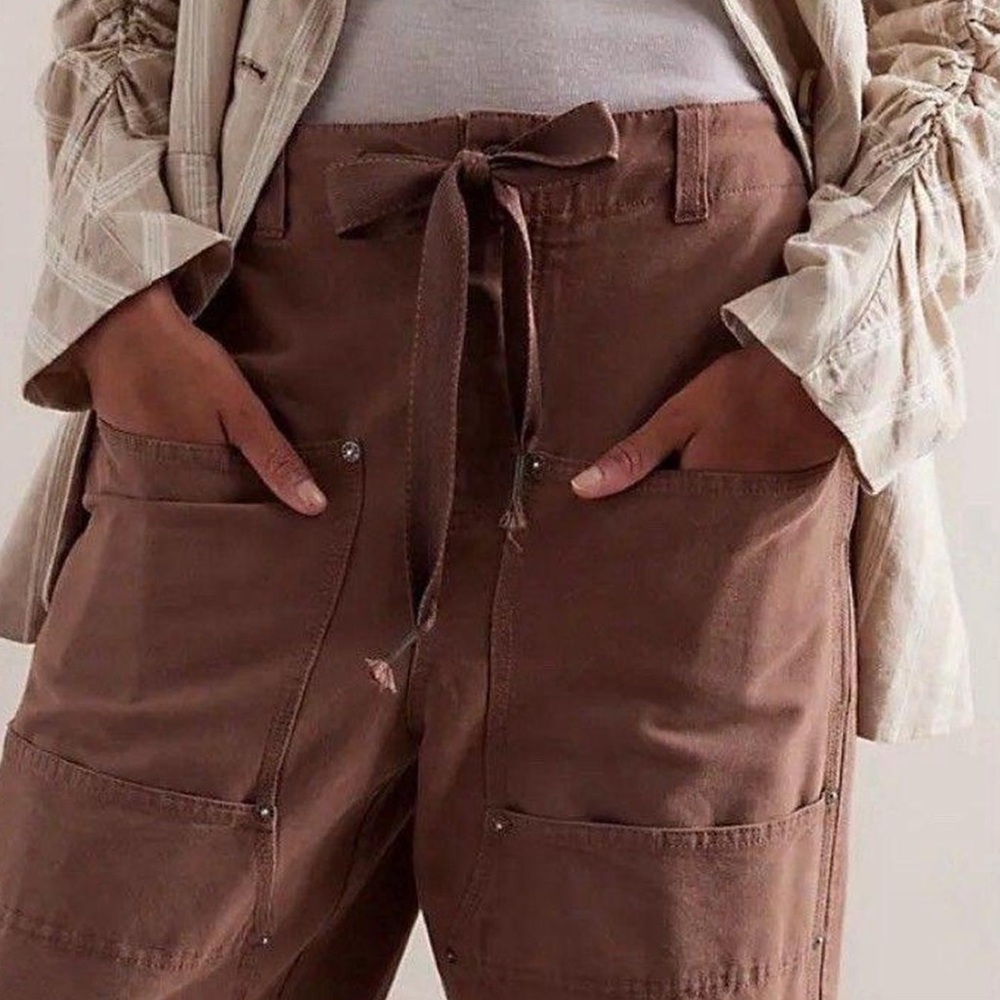 NWOT Free People Hayden Pull-On Pants Brownie L - Picture 2 of 4